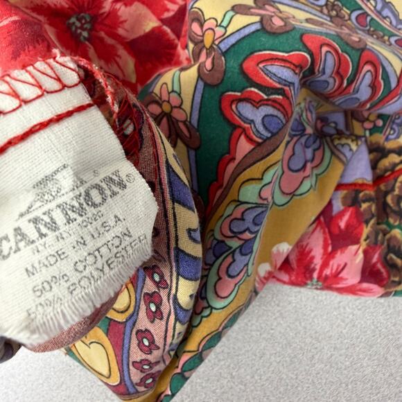 Vtg Cannon Floral Pillow Cases Pair Pointsetta Red Xmas Holiday Sham 30.5x24.5 - Picture 8 of 9